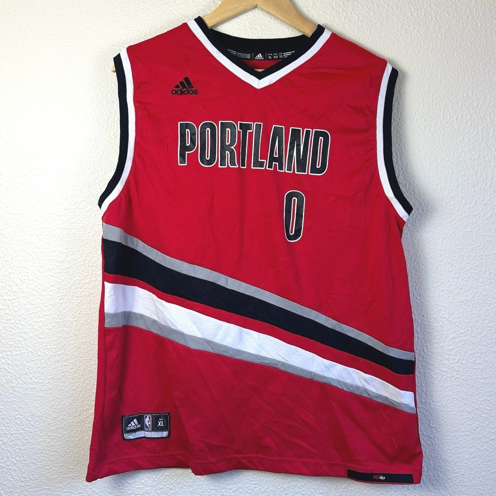 Adidas Portland Trail Blazers Jersey Mens XL Red Excellent Damian Lillard NBA 0